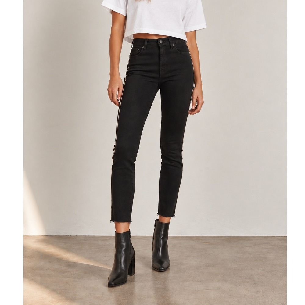 Reformation Serena Skinny Jeans Women's 25 Black High Rise Crop Stretch